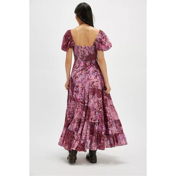 Free People Sundrenched Short Sleeve Maxi Dress Femme Rose Pink Medium NWT - Picture 5 of 12